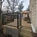 Wooden deck with metal railing