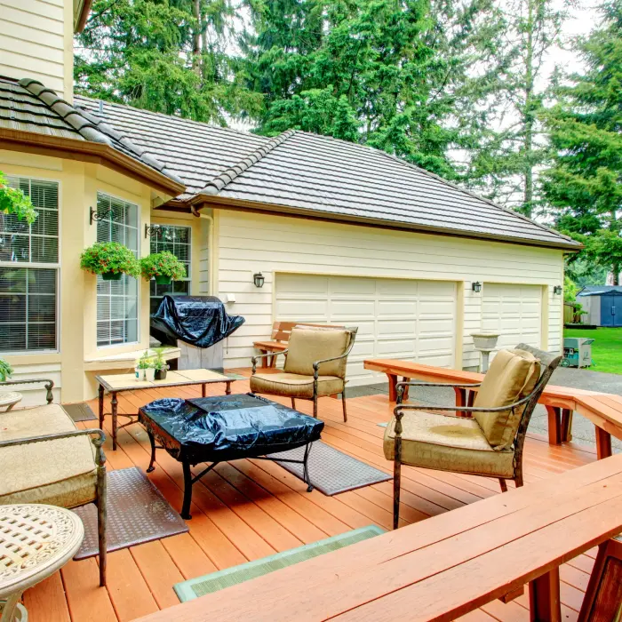 Outdoor deck with patio furniture
