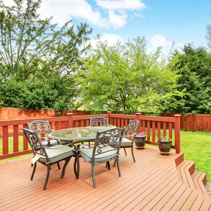 Outdoor patio with garden furniture