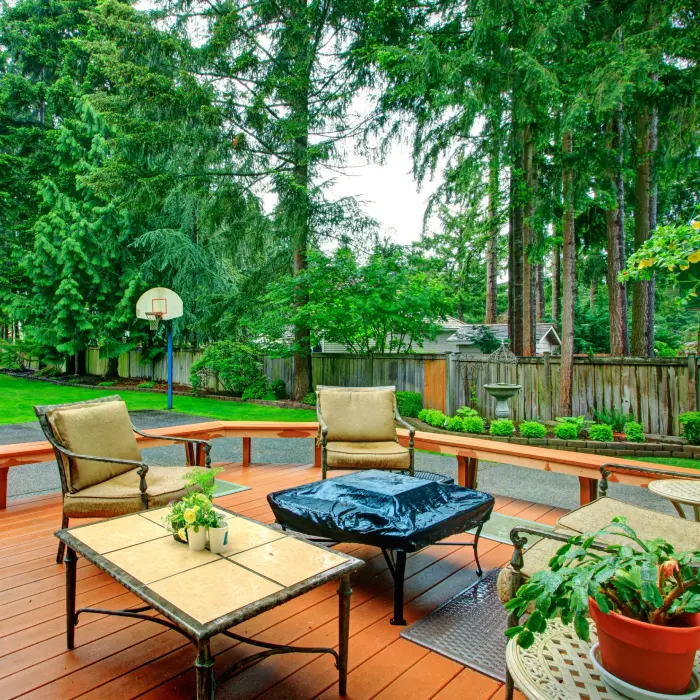 Backyard patio with outdoor seating