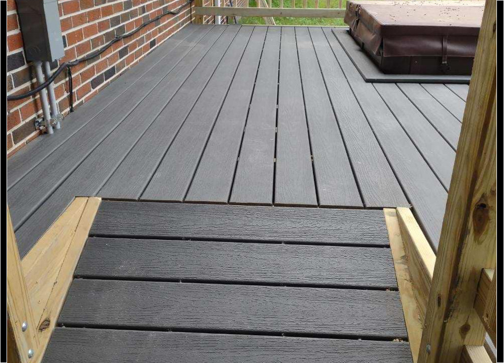 Composite decking with hot tub